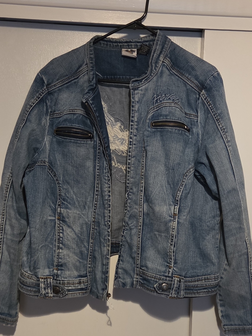Harley-Davidson Blue Denim Jacket with Logo Patch